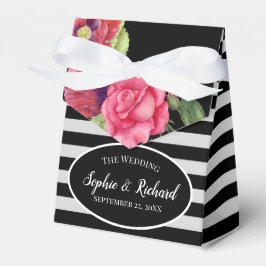 Caja Para Regalos Watercolor Red Poppies Pink Rose Stripes Boda