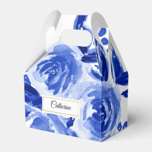 Caja Para Regalos Watercolor Royal Blue Floral  Bridesmaid Wedding 