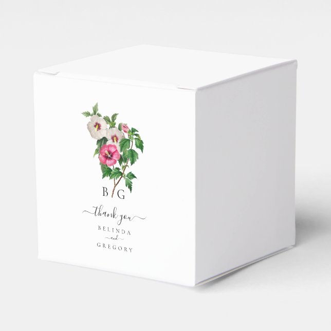 Caja Para Regalos Watercolor Tropical Hibiscus Summer Boda (Costado Anverso)