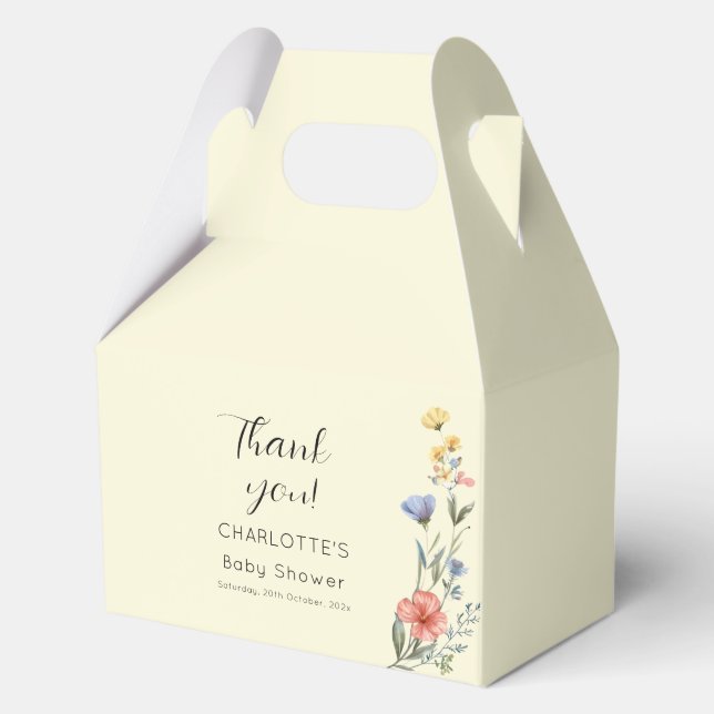 Caja Para Regalos Watercolor Wildflower Baby Shower (Anverso)