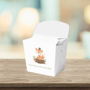 Caja Para Regalos Watercolor Woodland Fox Sage Green Birday Party