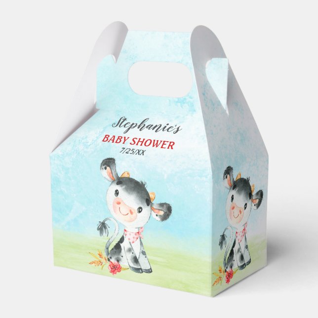 Caja Para Regalos WatercolorCow Baby Shower Farm (Front Side)