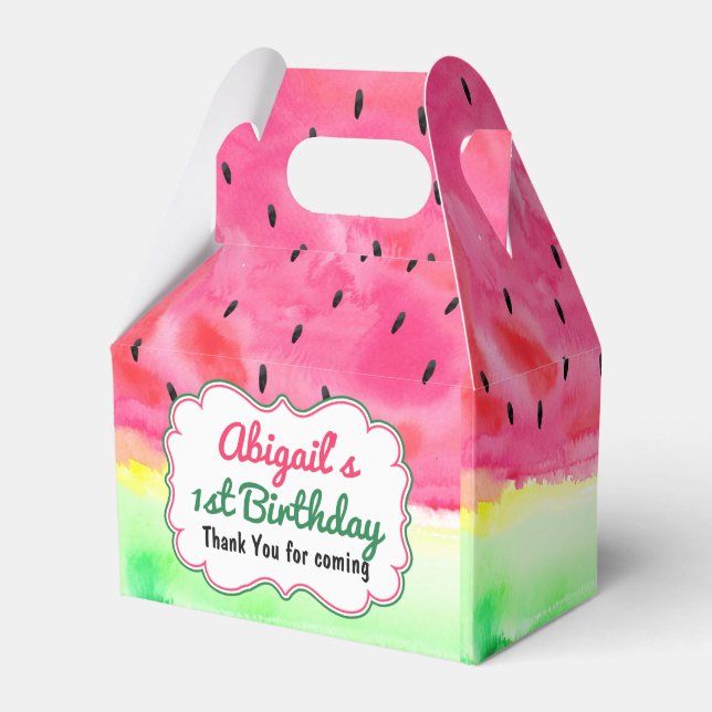 Caja Para Regalos Watermelon Birthday Favor Box Personalizada (Front Side)