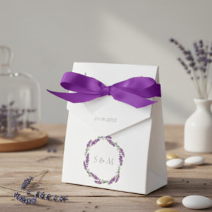 Caja Para Regalos Wedding Favor Box with Lavender Wreath and Initial