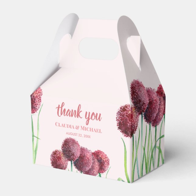 Caja Para Regalos Wedding Favor Púrpura Alium Floral acuarela (Front Side)