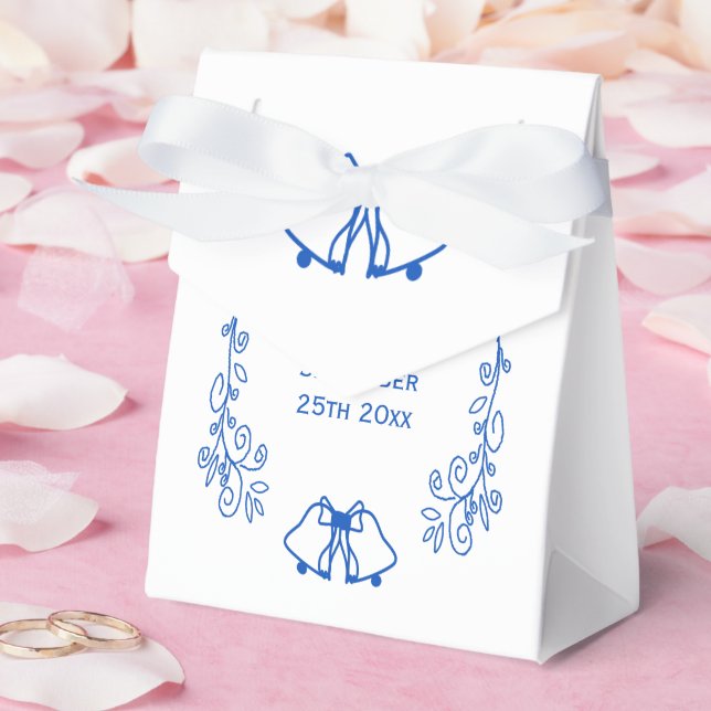 Caja Para Regalos Wedding Favour Box Blue Sapphire Bells Scrollwork (Boda)
