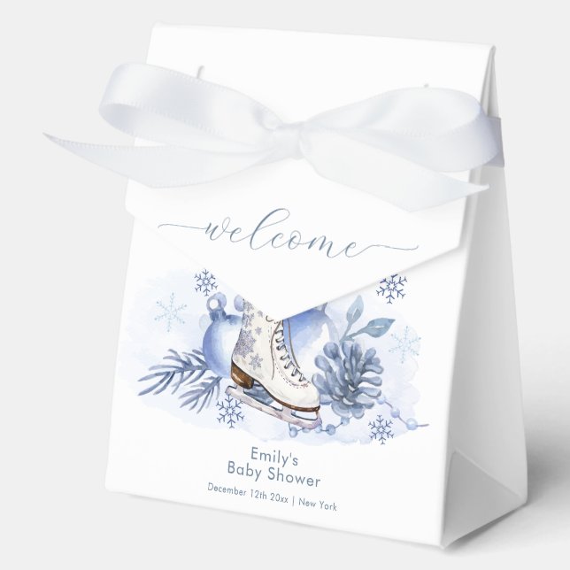 Caja Para Regalos Welcome Winter Snowflake Ice Skate Baby Shower (Anverso)
