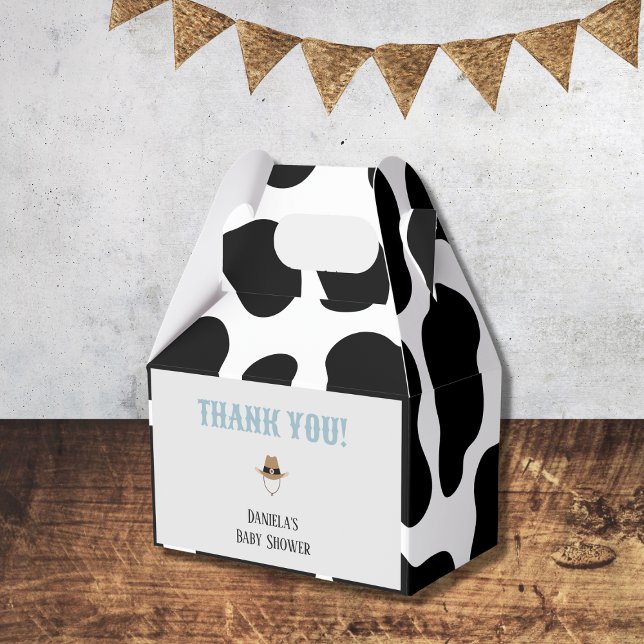 Caja Para Regalos Western Cowboy Rodeo Baby Shower Gracias (little cowboy baby shower thank you favor bags cow print western wild west rodeo)