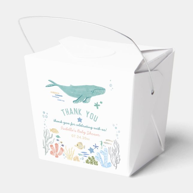 Caja Para Regalos Whale Under the Sea Baby Shower Gracias (Reverso)