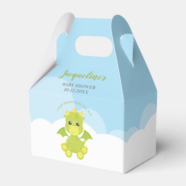 Caja Para Regalos Whimsical Boy Dragon Baby Shower (Front Side)