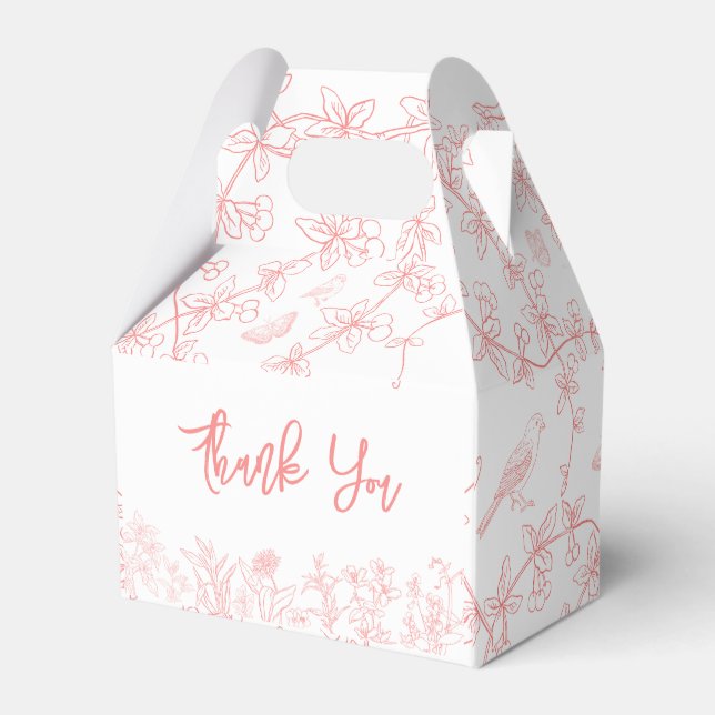 Caja Para Regalos Whimsical Chinoiserie Peach Pink Baby Shower (Reverso)