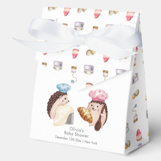 Caja Para Regalos Whimsical Cute Hedgehog Chef Baker Baby Shower  (Anverso)