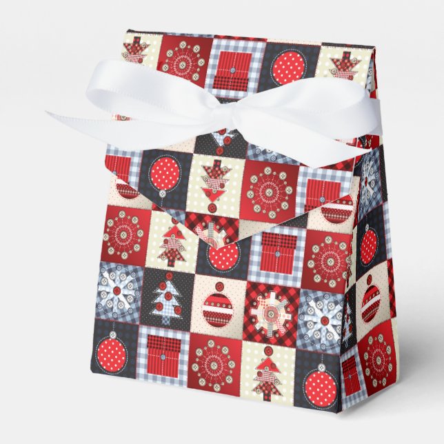Caja Para Regalos Whimsical Gingham Navidades Patchwork Quilt (Front Side)