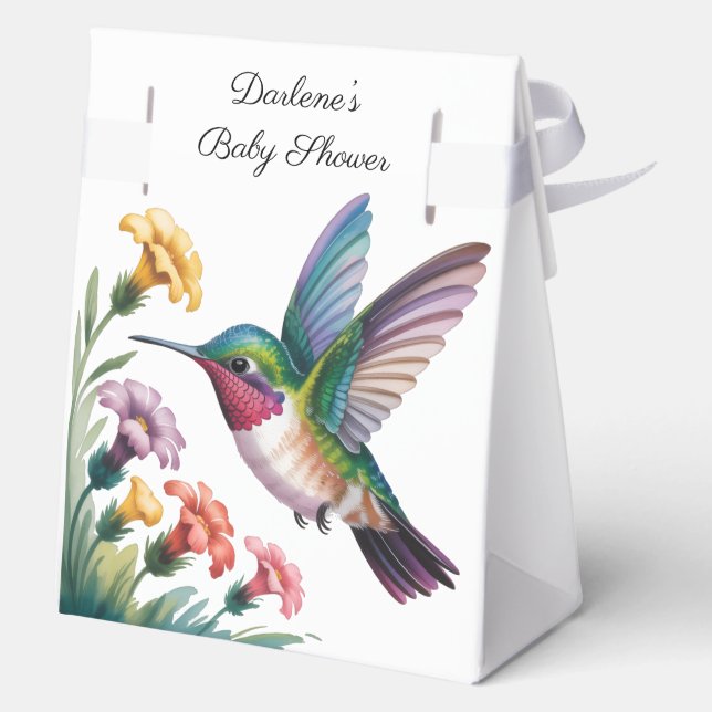 Caja Para Regalos Whimsical Hummingbird Floral Baby Shower (Reverso )