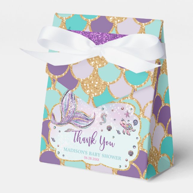 Caja Para Regalos Whimsical Mermaid Tail Baby Shower Chica Gracias (Front Side)