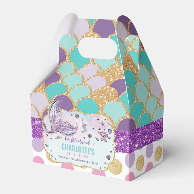 Caja Para Regalos Whimsical Mermaid Tail Birday Party Gracias (Front Side)
