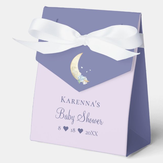 Caja Para Regalos Whimsical Moon Lavender Purple Baby Shower (Anverso)
