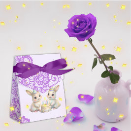 Caja Para Regalos Whimsical Pastel Bunny Twins Birthday Favor Box