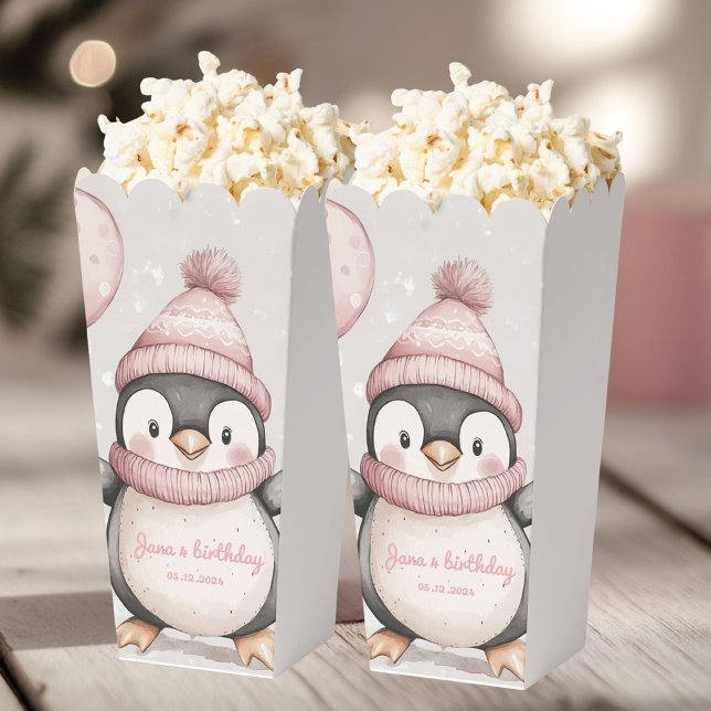 Caja Para Regalos Whimsical Penguin Birthday | Rosa antiguo  (Subido por el creador)