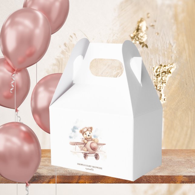Caja Para Regalos Whimsical Pink Airplane Adventure Baby Shower (Subido por el creador)