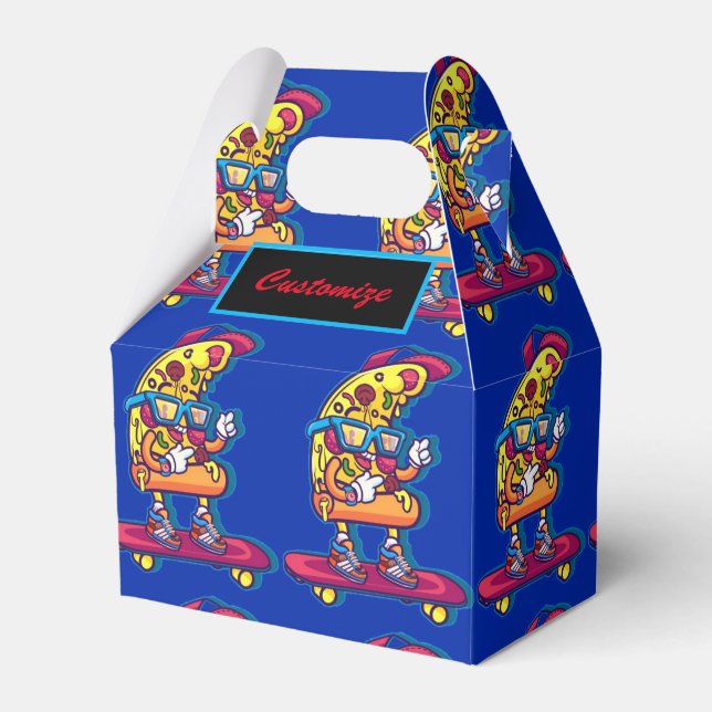 Caja Para Regalos Whimsical Pizza Fiesta Gable (Front Side)