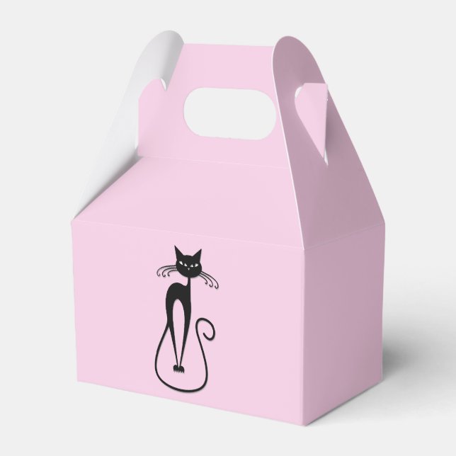 Caja Para Regalos Whimsical Skinny Black Cat Rosa (Front Side)