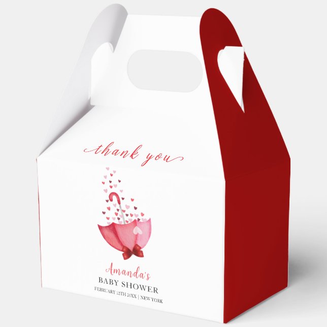 Caja Para Regalos Whimsical Squerido Umbrella Bow Baby Shower (Anverso)