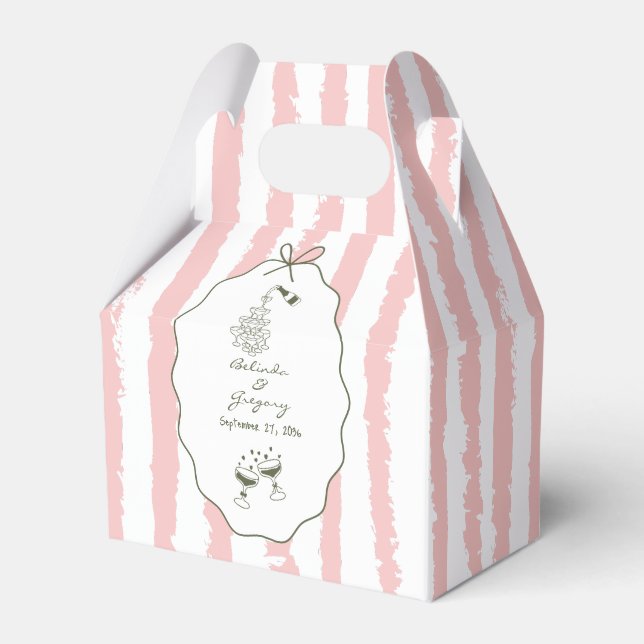 Caja Para Regalos Whimsical Stripes Handwritten Painted Wedding  (Front Side)
