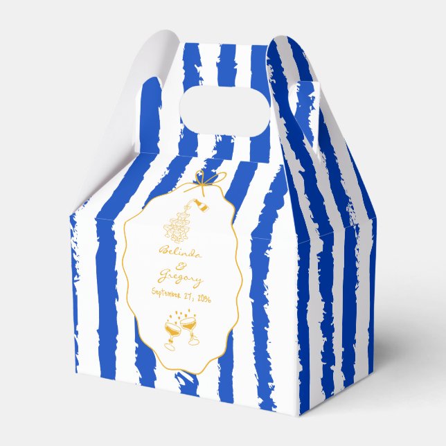 Caja Para Regalos Whimsical Stripes Handwritten Painted Wedding  (Front Side)