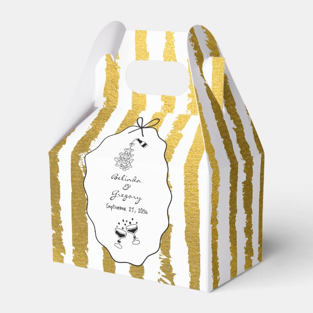 Caja Para Regalos Whimsical Stripes Handwritten Painted Wedding  (Front Side)