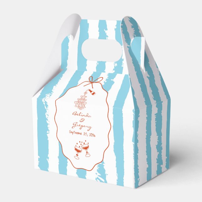 Caja Para Regalos Whimsical Stripes Handwritten Painted Wedding  (Front Side)