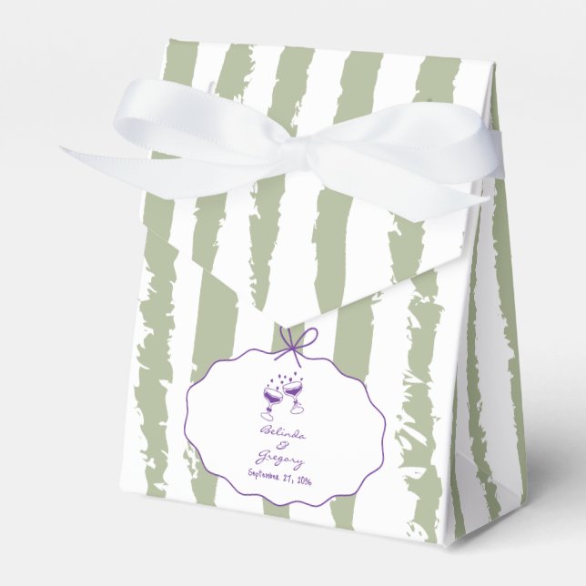 Caja Para Regalos Whimsical Stripes Handwritten Painted Wedding  (Front Side)