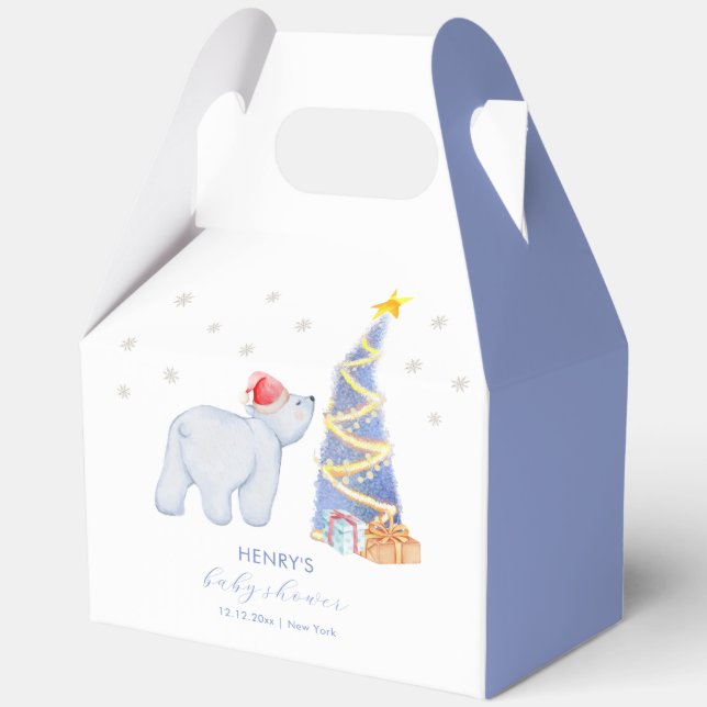 Caja Para Regalos Whimsical Winter Santa Polar Bear Baby Shower  (Anverso)