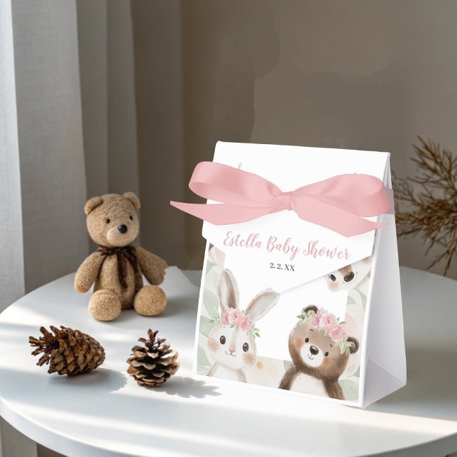Caja Para Regalos Whimsical Woodland Animals Boho Chica Baby Shower (Subido por el creador)