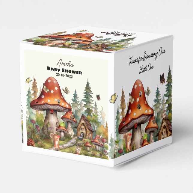 Caja Para Regalos Whimsical Woodland Forest Mushroom Baby Shower (Costado Anverso)