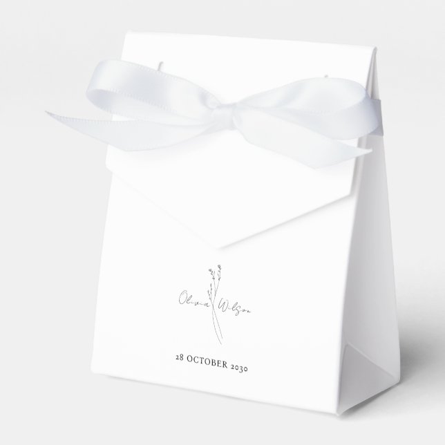 Caja Para Regalos White Elegant Minimalist Botanical Wedding (Front Side)