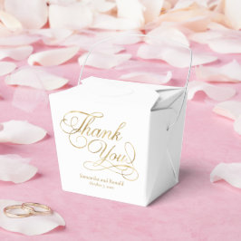 Caja Para Regalos White & Gold Foil Thank You Calligraphy Wedding