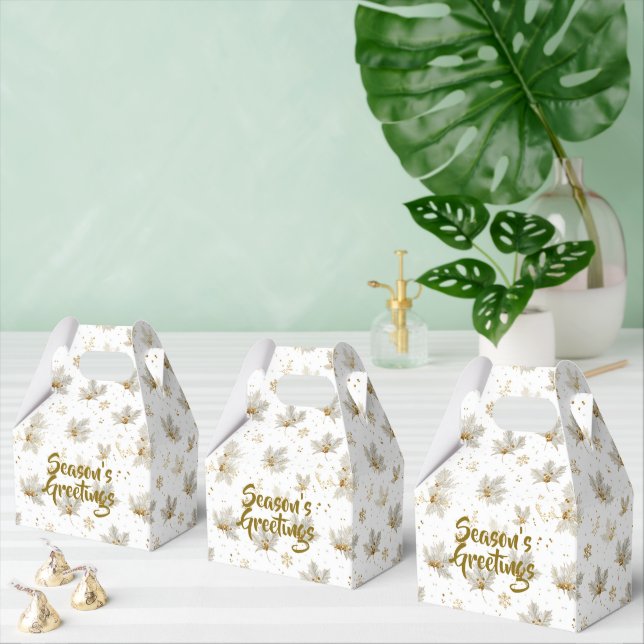 Caja Para Regalos White Gold Leaves & Snowflakes Pattern (Múltiple)