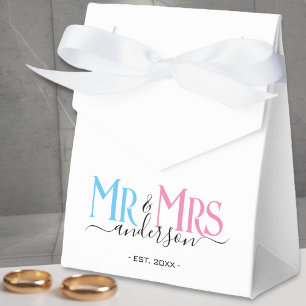 Caja Para Regalos White Mr. & Mrs. New Wedding Favor Gracias