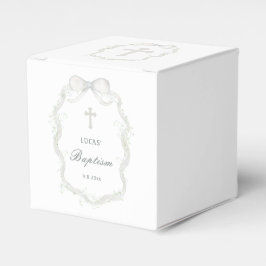 Caja Para Regalos White Ribbon Baby's Breath Baptism Cube