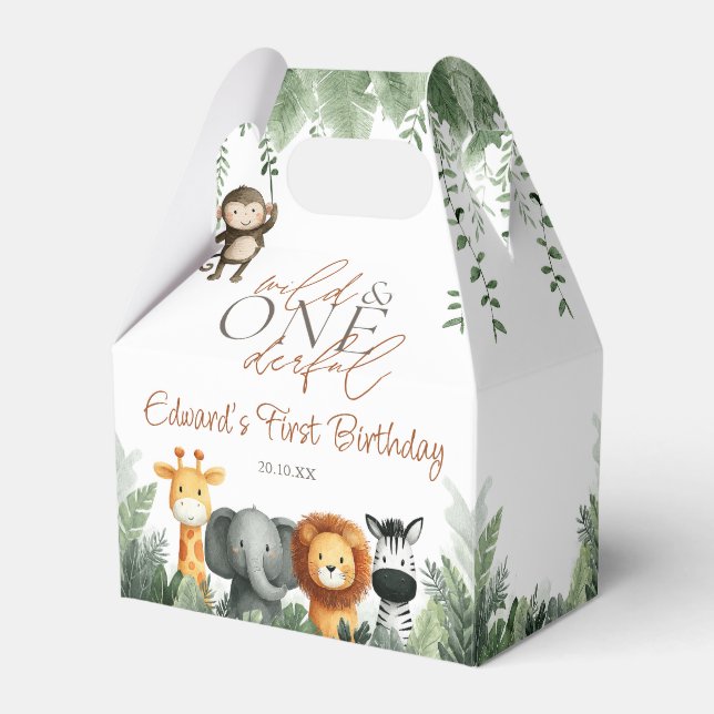 Caja Para Regalos Wild And Onederful Jungle Safari 1st Birthday (Front Side)