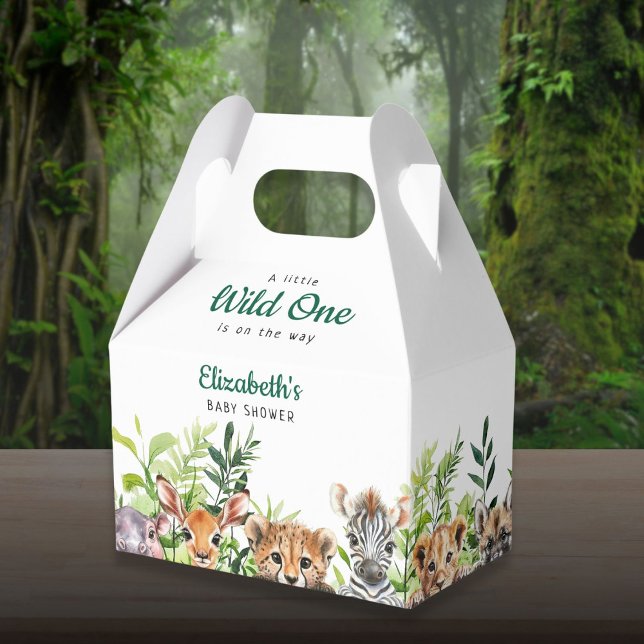 Caja Para Regalos Wild One Acuarela Safari Animales Baby Shower (Wild One Watercolor Safari Animals Baby Shower Favor Boxes)