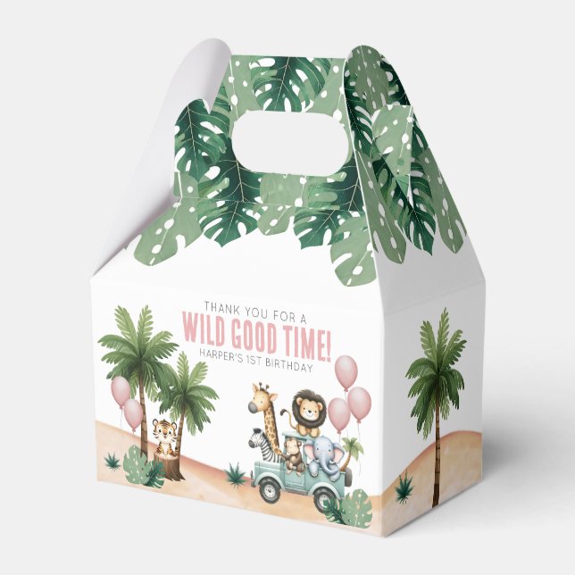 Caja Para Regalos Wild One Jungle Safari 1st Birthday Party (Front Side)