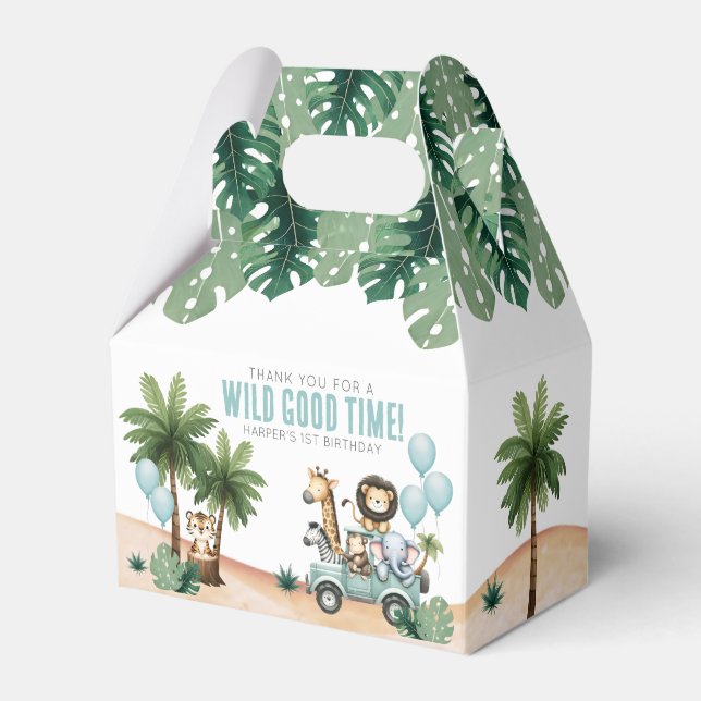Caja Para Regalos Wild One Jungle Safari 1st Birthday Party (Front Side)
