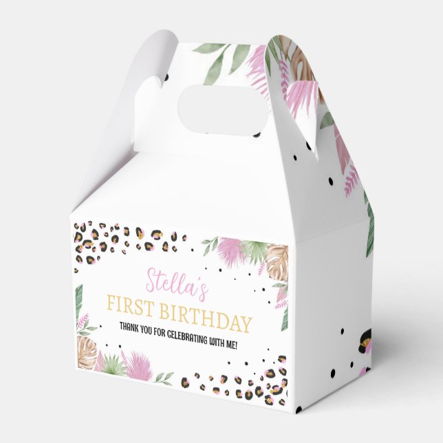 Caja Para Regalos Wild One Leopard Animals Birthday Favor Box (Front Side)