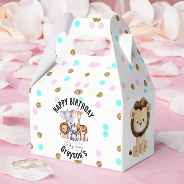Caja Para Regalos Wild One Safari Animals Baby Shower (Boda)