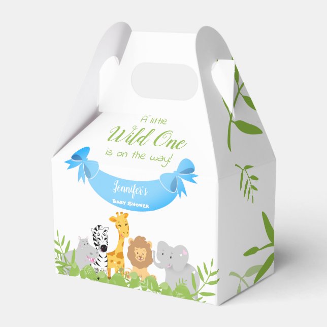 Caja Para Regalos Wild One Safari Animals Baby Shower Boy (Front Side)