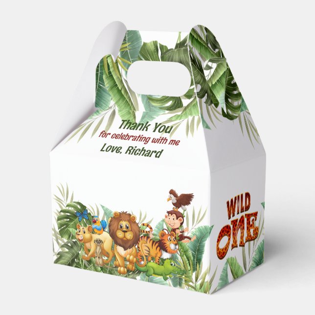 Caja Para Regalos Wild One Tropical First Birday Party Gracias (Reverso)
