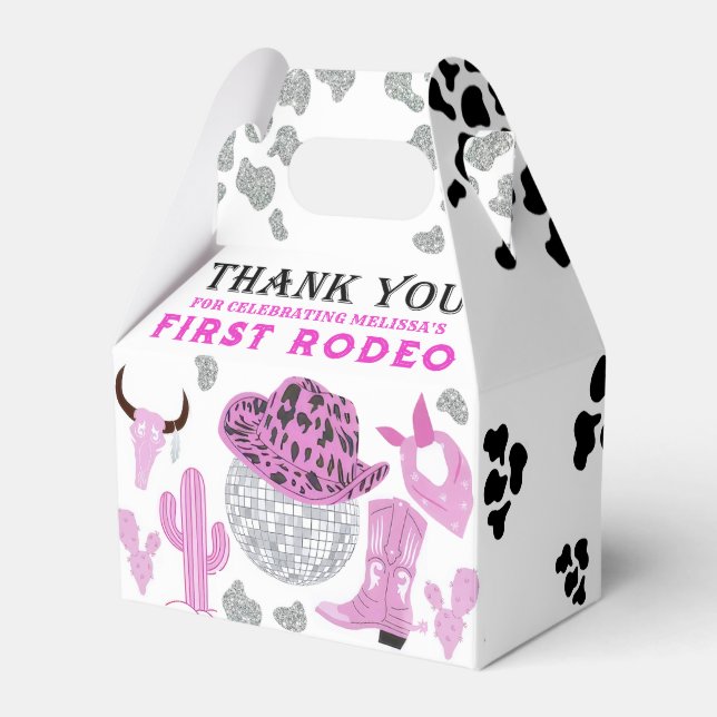 Caja Para Regalos Wild West Rodeo Disco Pink Cowgirl Cumpleaños (Front Side)