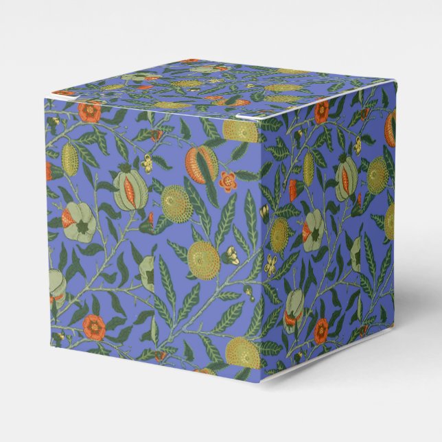 Caja Para Regalos William Morris Papel de fondo azul granate (Costado Anverso)